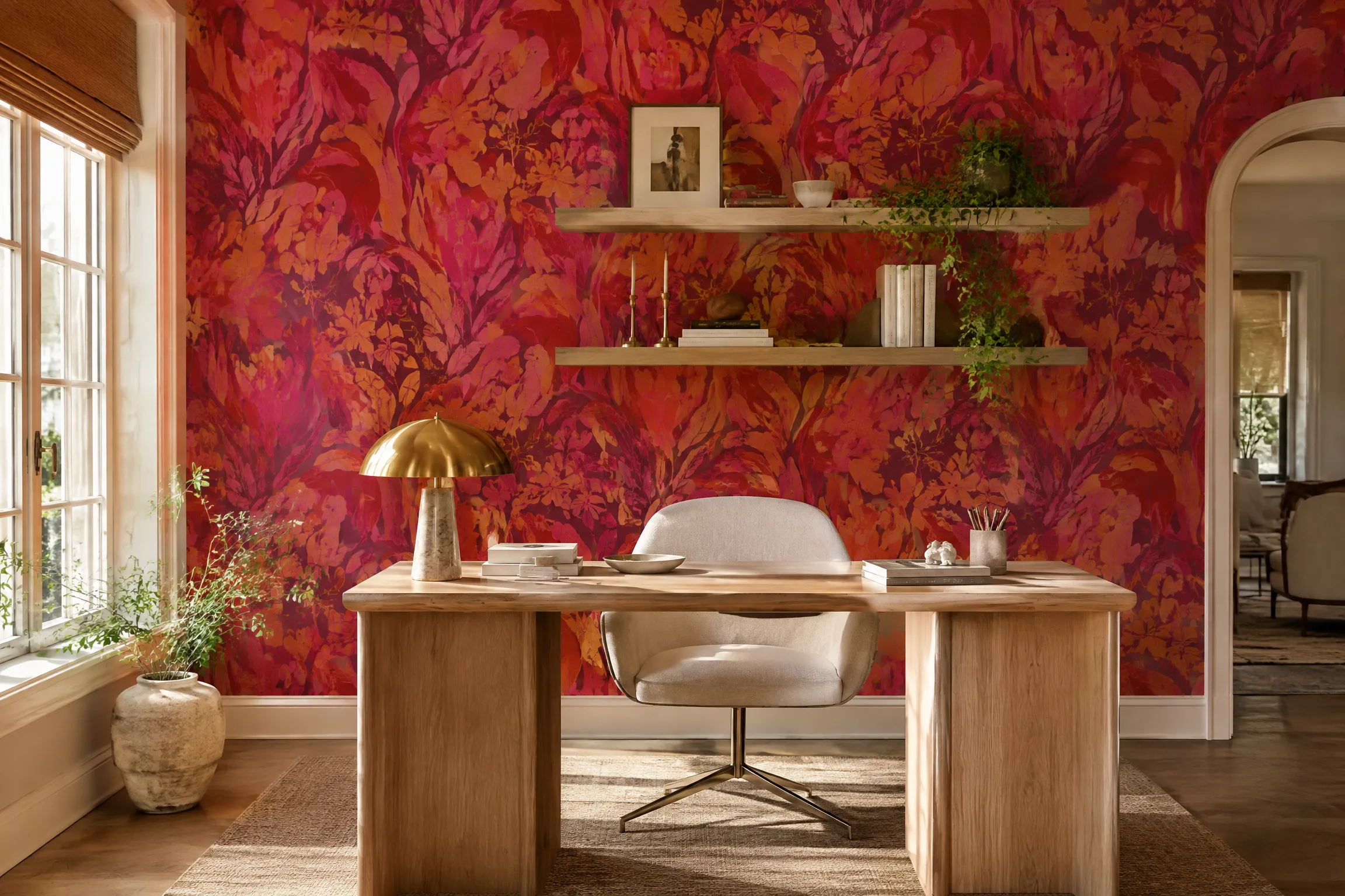 Creative home office accent wall