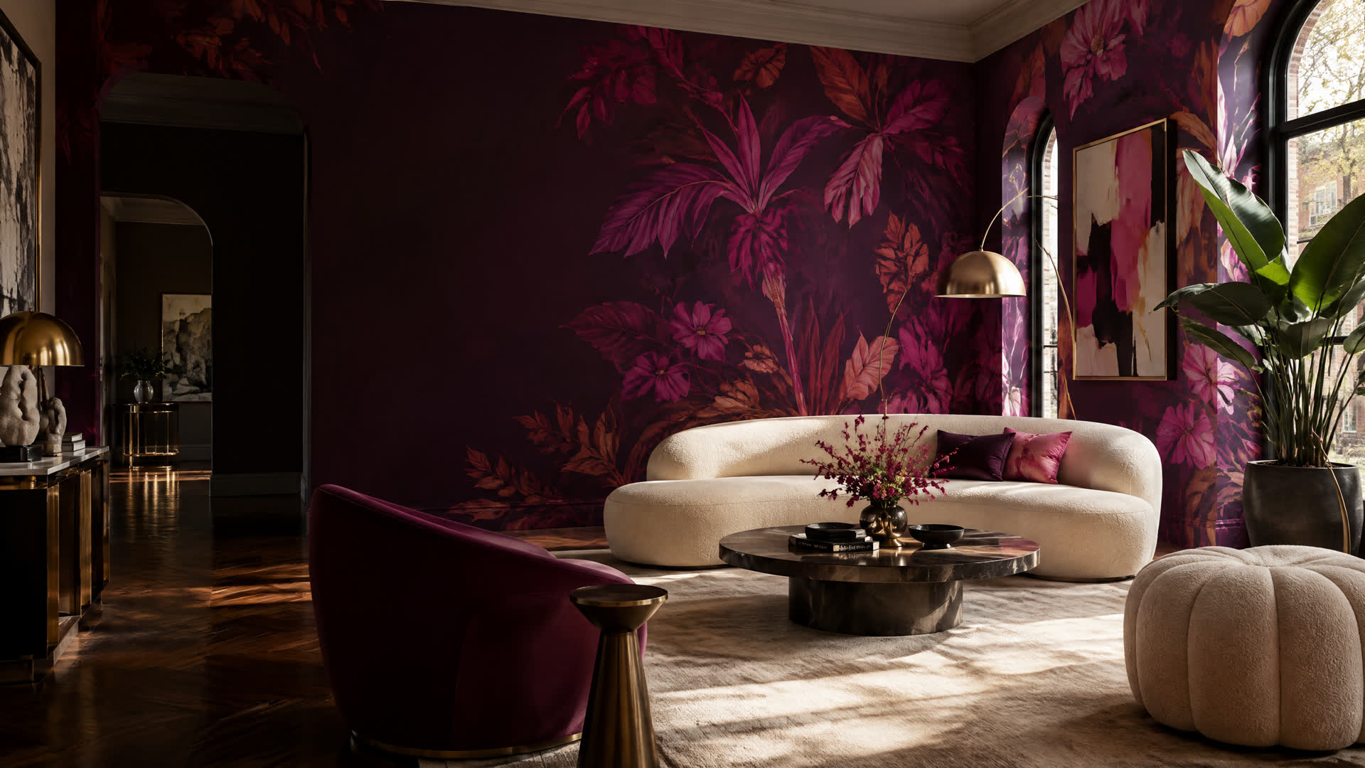 Creative interior featuring professionally installed artistic wallpaper by Philadelphia Create